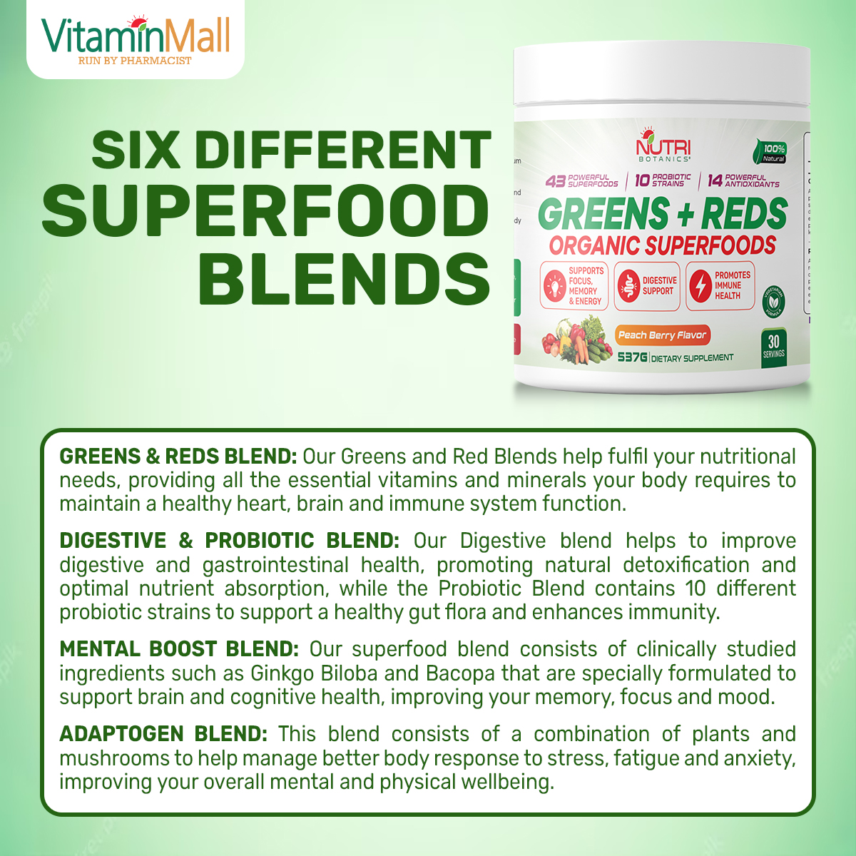 Nutri Botanics Green and Red Superfood Supplement VitaminMall